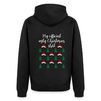 Lustiger Weihnachtswald Weihnachtsshirt - Unisex Premium Bio Zip Hoodie - Schwarz - Hinten - Nico (187cm)