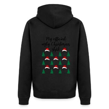 Lustiger Weihnachtswald Weihnachtsshirt - Unisex Premium Bio Zip Hoodie - Schwarz - Hinten - Nico (187cm)