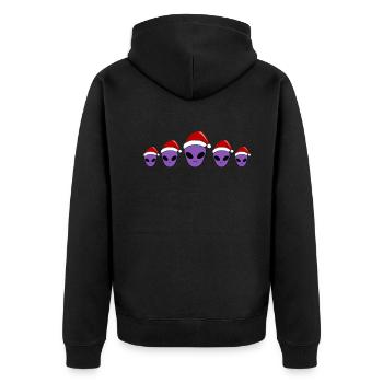 Weihnachtliche Alien Köpfe Lustiges Geschenk - Unisex Premium Bio Zip Hoodie - Schwarz - Hinten - Nico (187cm)