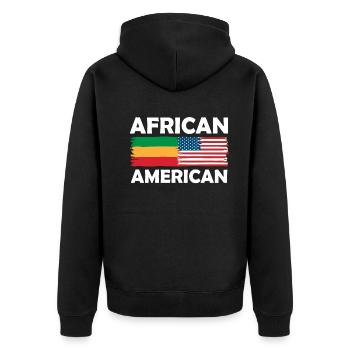 African American Roots Pride Flag - Unisex Premium Organic Zip Hoodie - black - Back - Nico (187cm)