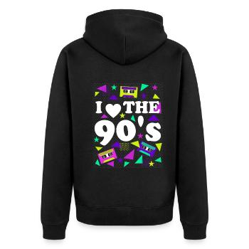 des années 90 amour violet rétro look - Veste à capuche bio Premium Unisexe - noir - Dos - Nico (187cm)