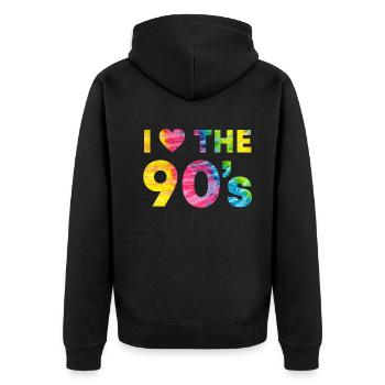 Jaune Rétro Amour Amour Célébration Humeur - Veste à capuche bio Premium Unisexe - noir - Dos - Nico (187cm)