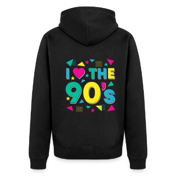 Jaune 90 ' s rétro amour célébration fantaisie - Veste à capuche bio Premium Unisexe - noir - Dos - Nico (187cm)