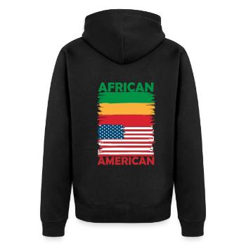 Fusion du drapeau de la fierté afro-américaine - Veste à capuche bio Premium Unisexe - noir - Dos - Nico (187cm)