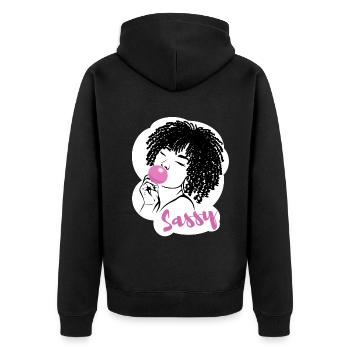 Sassy Chic with Afro Charm - Unisex Premium Organic Zip Hoodie - black - Back - Nico (187cm)