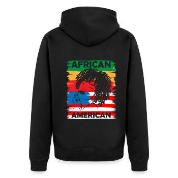 Fierté et pouvoir – Afro-Américain - Veste à capuche bio Premium Unisexe - noir - Dos - Nico (187cm)