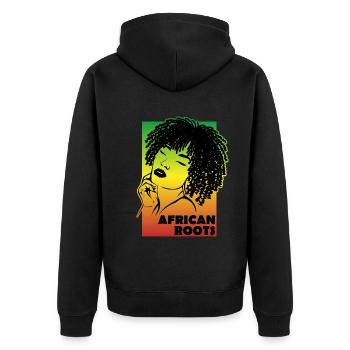 Cultural Heritage African Roots - Unisex Premium Organic Zip Hoodie - black - Back - Nico (187cm)