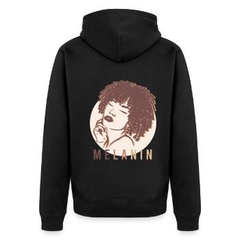 Proud Melanin Beauty Powerful Unique - Unisex Premium Organic Zip Hoodie - black - Back - Nico (187cm)