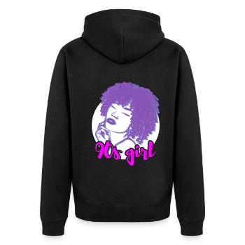 90er Jahre Vibes Statement - Unisex Premium Bio Zip Hoodie - Schwarz - Hinten - Nico (187cm)