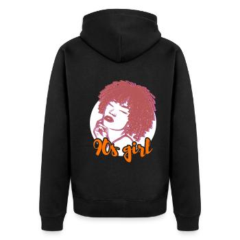 90er Jahre Vibes Statement - Unisex Premium Bio Zip Hoodie - Schwarz - Hinten - Nico (187cm)