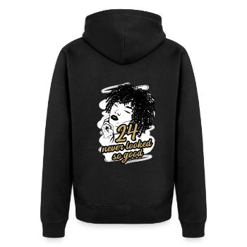 24 et Pure Glamour célèbrent avec style - Veste à capuche bio Premium Unisexe - noir - Dos - Nico (187cm)