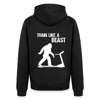 Beast Bigfoot Training Motivation - Unisex Premium Organic Zip Hoodie - black - Back - Nico (187cm)