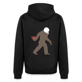 Bigfoot Football Spieler Sport Silhouette - Unisex Premium Bio Zip Hoodie - Schwarz - Hinten - Nico (187cm)