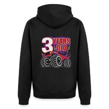 Monster Truck 3e anniversaire - Veste à capuche bio Premium Unisexe - noir - Dos - Nico (187cm)