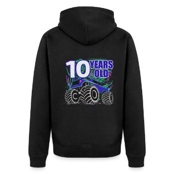 10e anniversaire Monster Truck Power - Veste à capuche bio Premium Unisexe - noir - Dos - Nico (187cm)