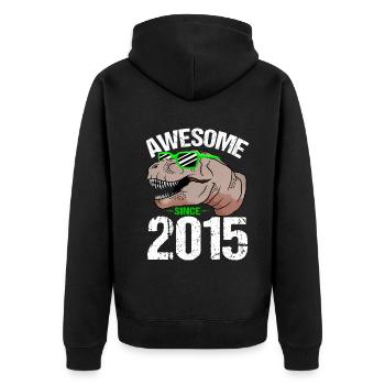 T-Rex Cool Unforgettable since 2015 - Unisex Premium Organic Zip Hoodie - black - Back - Nico (187cm)