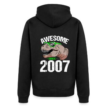 Dino-Star Feierlaune Top Geschenkidee - Unisex Premium Bio Zip Hoodie - Schwarz - Hinten - Nico (187cm)