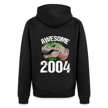 Dino-Star Feierlaune Top Geschenkidee - Unisex Premium Bio Zip Hoodie - Schwarz - Hinten - Nico (187cm)