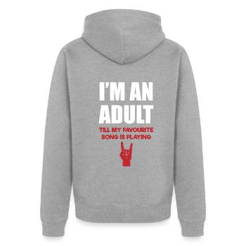 Bis Mein Song Spielt Rockerhand - Unisex Premium Bio Zip Hoodie - Grau meliert - Hinten - Nico (187cm)