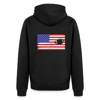 Patriotischer Football-Fanfieber - Unisex Premium Bio Zip Hoodie - Schwarz - Hinten - Nico (187cm)