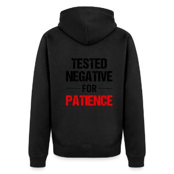 Patience - A Virtue of Strength - Unisex Premium Organic Zip Hoodie - black - Back - Nico (187cm)