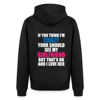 Crazy Girlfriend - Funny Statement - Unisex Premium Organic Zip Hoodie - black - Back - Nico (187cm)