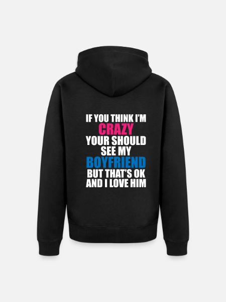 Crazy Friend - Humorous Motif - Unisex Premium Organic Zip Hoodie - black