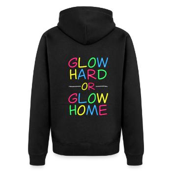 Neon Lebensmotto - Strahlend leben - Unisex Premium Bio Zip Hoodie - Schwarz - Hinten - Nico (187cm)
