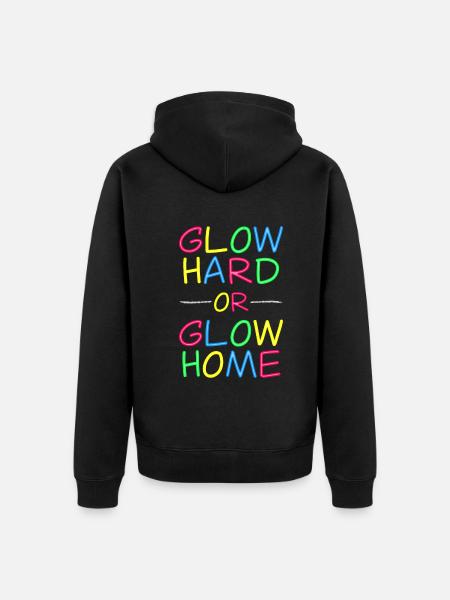 Neon Lebensmotto - Strahlend leben - Unisex Premium Bio Zip Hoodie - Schwarz
