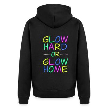 Neon Lebensmotto - Strahlend leben - Unisex Premium Bio Zip Hoodie - Schwarz - Hinten - Nico (187cm)