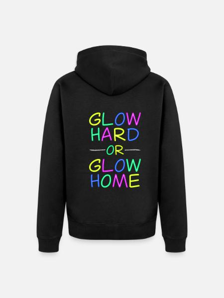 Neon Lebensmotto - Strahlend leben - Unisex Premium Bio Zip Hoodie - Schwarz