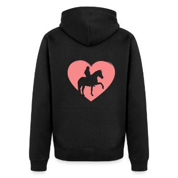 Herzensreiterin Pferdeglück - Unisex Premium Bio Zip Hoodie - Schwarz - Hinten - Nico (187cm)