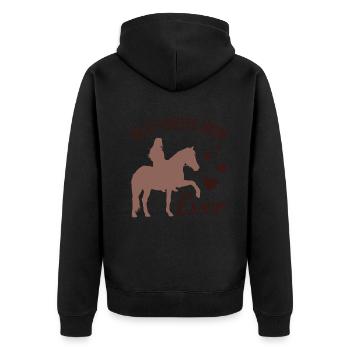 Pferdemama des Jahres Liebevoll - Unisex Premium Bio Zip Hoodie - Schwarz - Hinten - Nico (187cm)