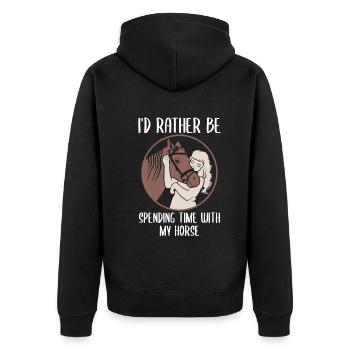Time with Horses Priceless - Unisex Premium Organic Zip Hoodie - black - Back - Nico (187cm)