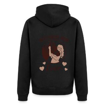 Liebevolle Pferdeumarmung Gefühlvoll - Unisex Premium Bio Zip Hoodie - Schwarz - Hinten - Nico (187cm)