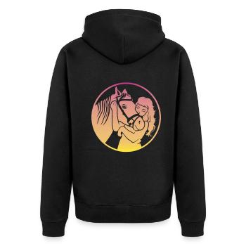 Étreinte radieuse du cheval harmonieuse - Veste à capuche bio Premium Unisexe - noir - Dos - Nico (187cm)