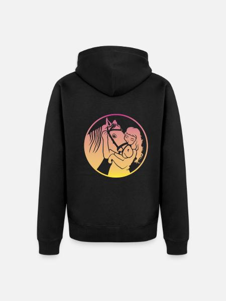 Strahlende Pferdeumarmung Harmonisch - Unisex Premium Bio Zip Hoodie - Schwarz