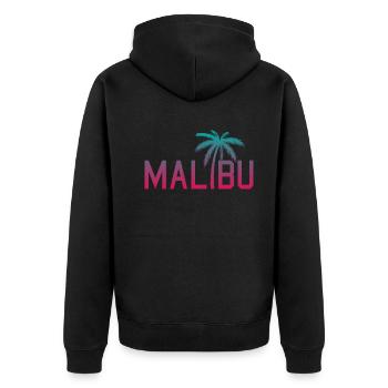 Neon Malibu Palm Tree Retro Style - Unisex Premium Organic Zip Hoodie - black - Back - Nico (187cm)