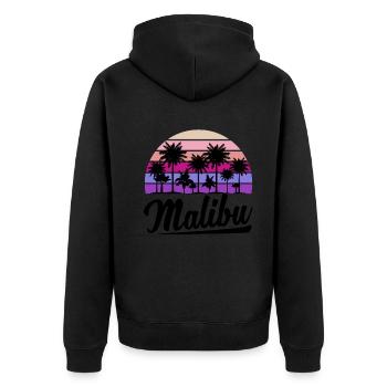 Retro Malibu Sonnenuntergang Relax - Unisex Premium Bio Zip Hoodie - Schwarz - Hinten - Nico (187cm)