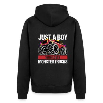 Garçon Monster Truck Passion Cadeau - Veste à capuche bio Premium Unisexe - noir - Dos - Nico (187cm)