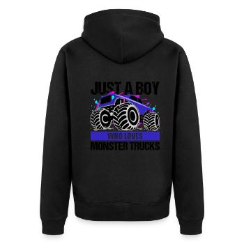 Garçon Monster Truck Passion Cadeau - Veste à capuche bio Premium Unisexe - noir - Dos - Nico (187cm)