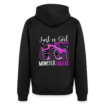Mädchen Power Monster Truck Flair - Unisex Premium Bio Zip Hoodie - Schwarz - Hinten - Nico (187cm)