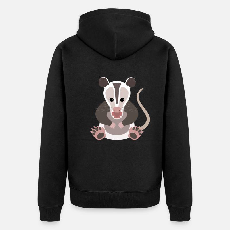 Surprised Opossum Aha-Effect Design - Unisex Premium Organic Zip Hoodie - black