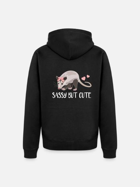 Naughty possum with bow lover - Unisex Premium Organic Zip Hoodie - black