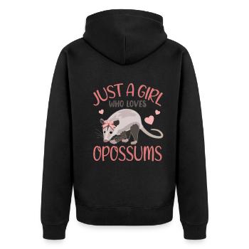 Opossum Herzchen Mädchen Geschenkidee - Unisex Premium Bio Zip Hoodie - Schwarz - Hinten - Nico (187cm)