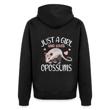 Opossum Herzchen Mädchen Geschenkidee - Unisex Premium Bio Zip Hoodie - Schwarz - Hinten - Nico (187cm)