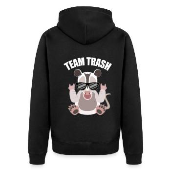 Rockendes Opossum mit Cool-Faktor - Unisex Premium Bio Zip Hoodie - Schwarz - Hinten - Nico (187cm)