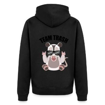 Rockendes Opossum mit Cool-Faktor - Unisex Premium Bio Zip Hoodie - Schwarz - Hinten - Nico (187cm)