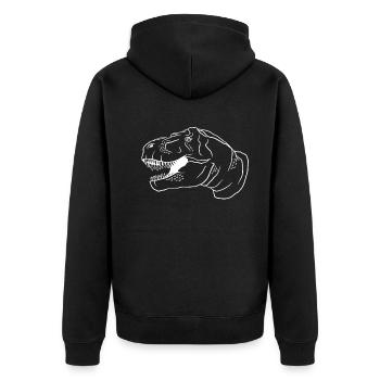 Retro T-Rex Dino Neon Outfit Gift - Unisex Premium Organic Zip Hoodie - black - Back - Nico (187cm)