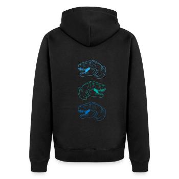 T-Rex Trio Neon Style Cool Gift Idea - Unisex Premium Organic Zip Hoodie - black - Back - Nico (187cm)